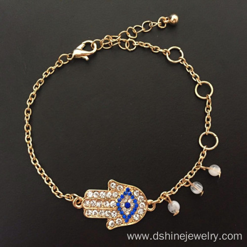 Evil Eye Rhinestone Bracelets Gold Plated Chain Bracelet